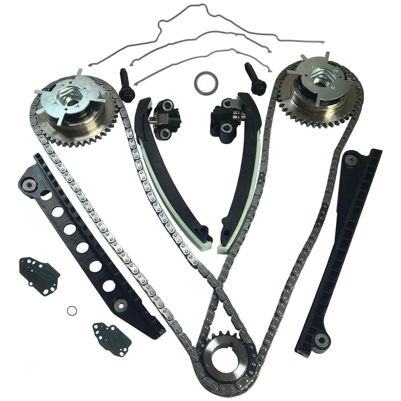 Auto Parts Prodigy Timing Chain Kit with Tensioner Guides Cover Gaskets Cam Phaser Engine Variable Camshaft Timing Cam Phaser VCT VVTi Actuator Timing Sprocket Bolt Gaskets For Ford TRITON 3-Valve F150 F250 Expedition - Image 1